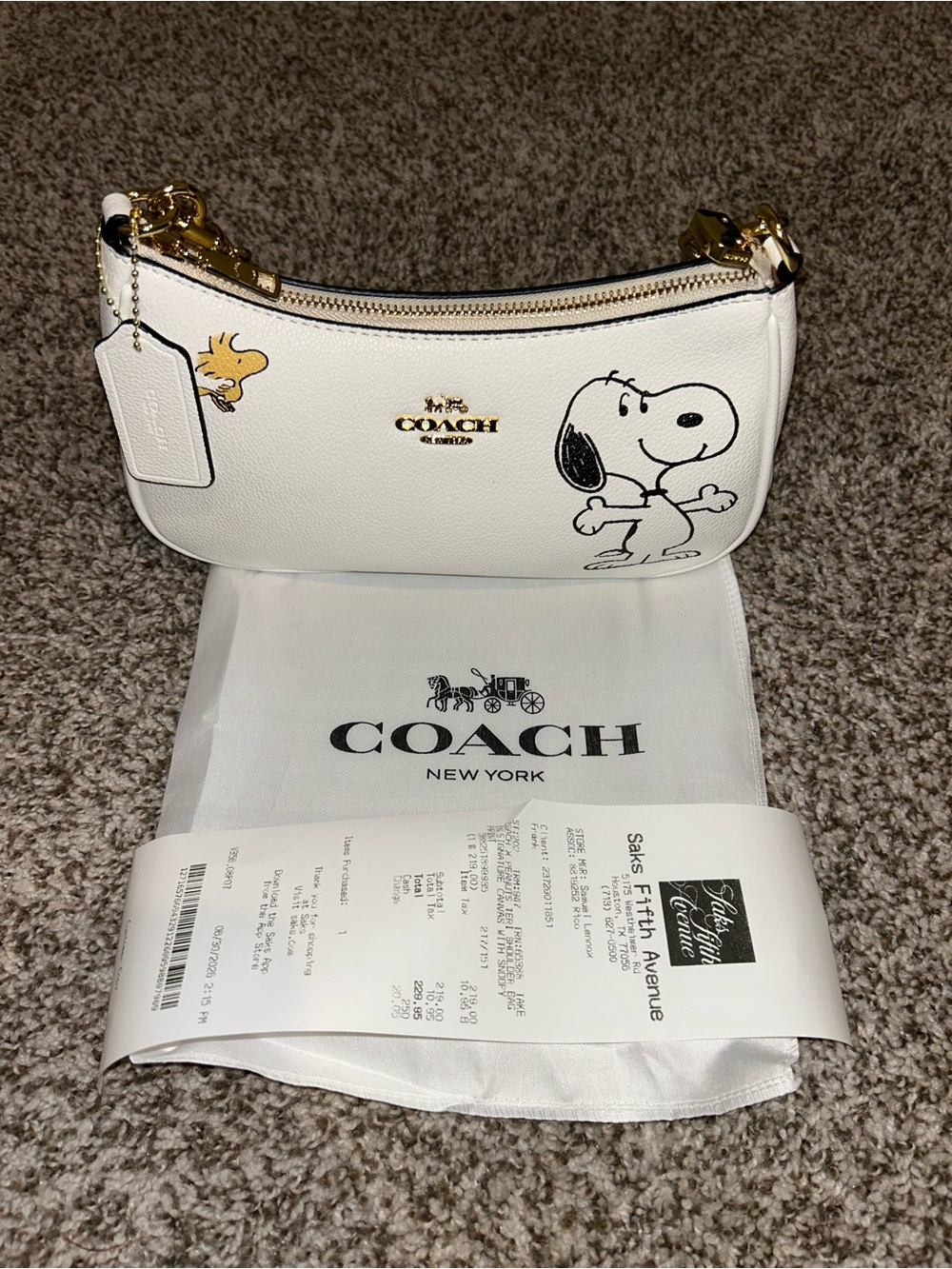 Coach x Snoopy white shoulder bag